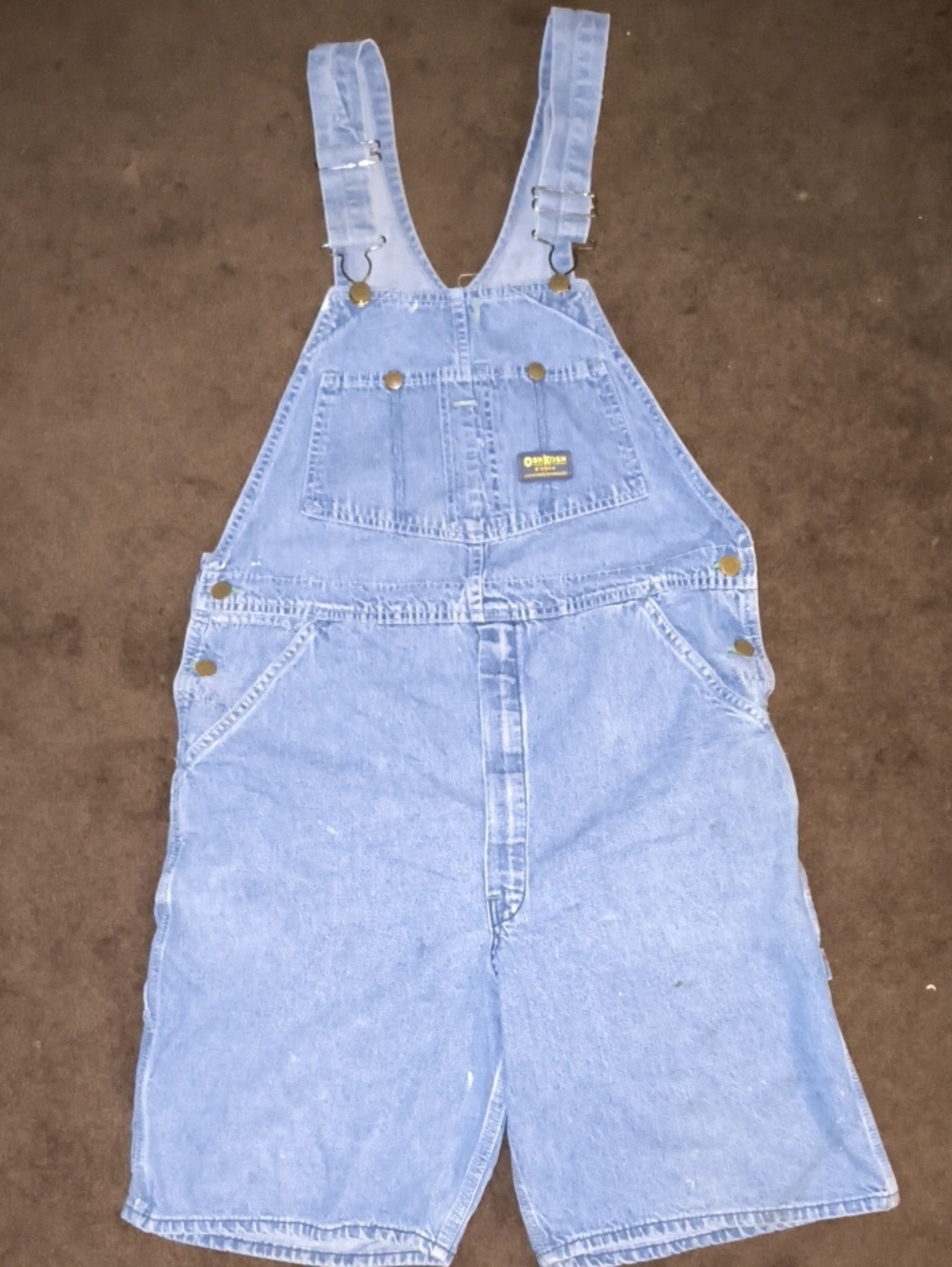 Vintage 90s OshKosh B'gosh Light Blue Denim Shortalls with Front Pocket